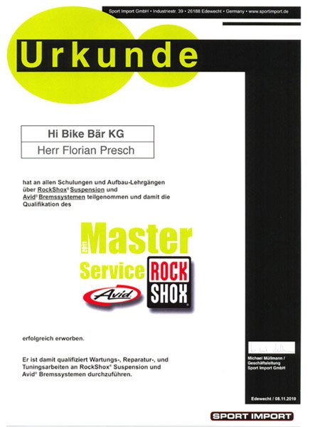 Avid & Rock Shox Master-Service 2011